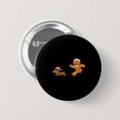 Badge Rond 5 Cm Gingerbread Cookie Chasing Dachshund Christmas Dog (Devant & derrière)