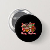 Badge Rond 5 Cm Gingerbread Cookie Christmas Coffee Cups Latte Dri (Devant & derrière)