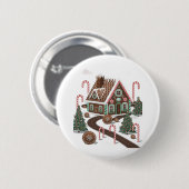 Badge Rond 5 Cm Gingerbread Cookie Wonderland (Devant & derrière)