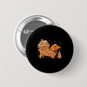 Badge Rond 5 Cm Gingerbread Dachshund Christmas Tree House Cookie  (Devant & derrière)
