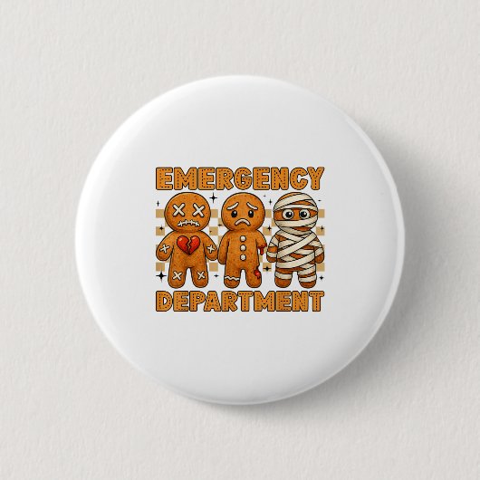 Badge Rond 5 Cm Gingerbread Emergency Department Christmas Nurse D (Devant)
