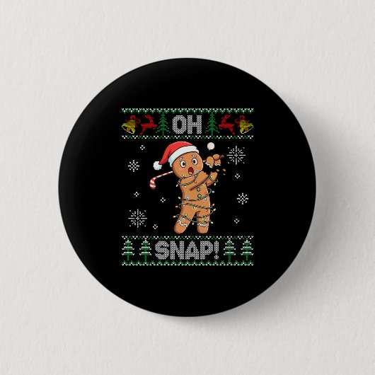 Badge Rond 5 Cm Gingerbread Golf Christmas Cookie Oh Snap Santa Ug (Devant)