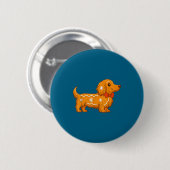 Badge Rond 5 Cm Gingerbread Long Hair Dachshund Christmas Pajama T (Devant & derrière)