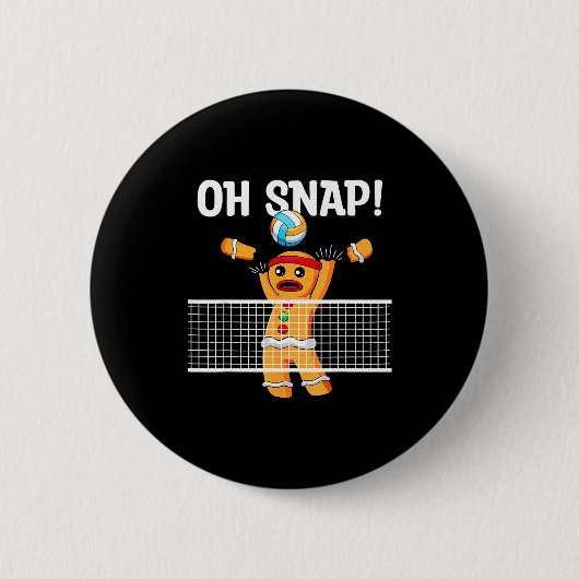 Badge Rond 5 Cm Gingerbread Man Oh Snap Christmas Volleyball Playe (Devant)