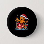 Badge Rond 5 Cm Gingerbread Man Playing Drums (Devant)