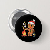 Badge Rond 5 Cm Gingerbread Marshmallow Roaster Camng Christmas  (Devant & derrière)