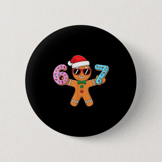 Badge Rond 5 Cm Gingerbread Six Seven 67 Ice Cream Drip Christmas  (Devant)