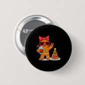 Badge Rond 5 Cm Gingerbread Women Drinking Coffee Christmas Tree C (Devant & derrière)