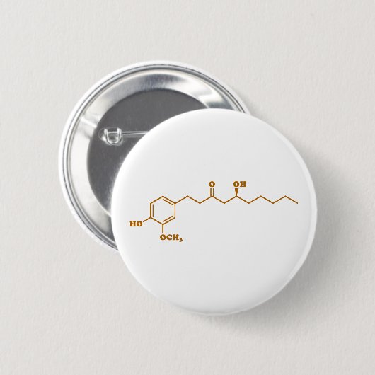 Badge Rond 5 Cm Gingerol Molecule formule chimique (Devant & derrière)