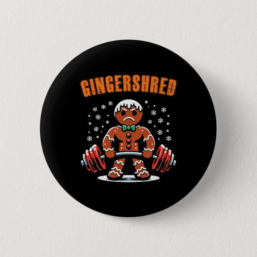 Badge Rond 5 Cm Gingersher Funny Gingerbread Homme Gym Bodybuildin (Devant)