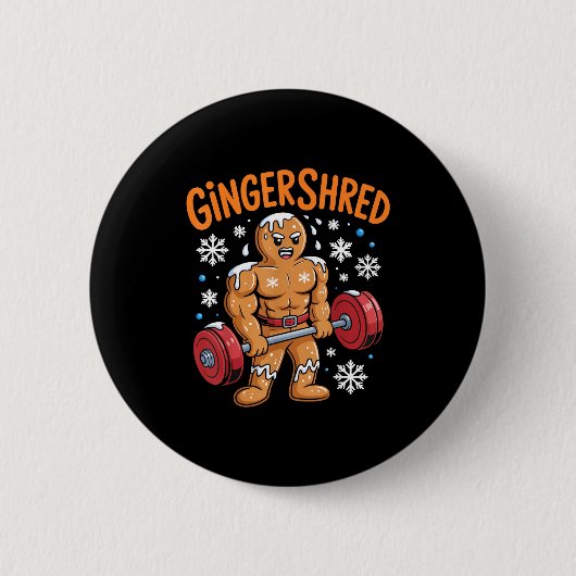 Badge Rond 5 Cm Gingershred Christmas Gym Workout Funny Gingerbrea (Devant)