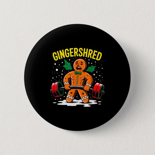 Badge Rond 5 Cm Gingershred Funny Gingerbread Man Gym Bodybuilding (Devant)