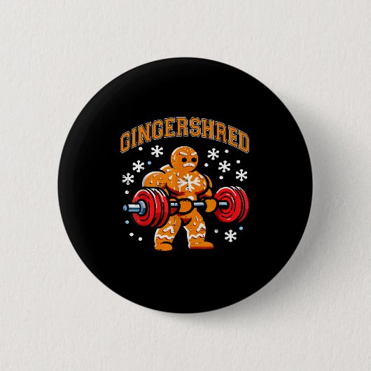 Badge Rond 5 Cm Gingershred Funny Gingerbread Man Gym Bodybuilding (Devant)
