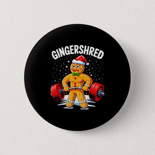Badge Rond 5 Cm Gingershred Funny Gingerbread Man Gym Bodybuilding (Devant)