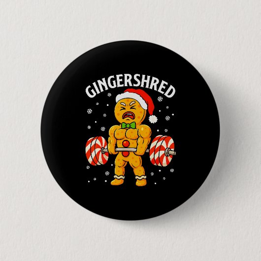 Badge Rond 5 Cm Gingershred Funny Gingerbread Man Gym Bodybuilding (Devant)
