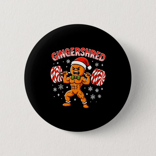 Badge Rond 5 Cm Gingershred Funny Gingerbread Man Gym Bodybuilding (Devant)