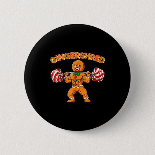 Badge Rond 5 Cm Gingershred Funny Men Gym Bodybuilding Gingerbread (Devant)