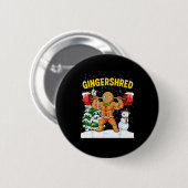 Badge Rond 5 Cm Gingershred Gingerbread Man Bodybuilding Christmas (Devant & derrière)