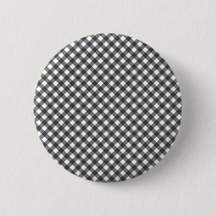 Badge Rond 5 Cm Gingham à carreaux noir et blanc classique