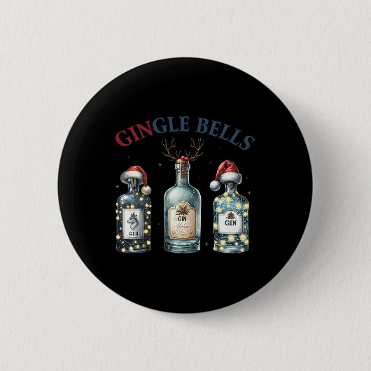 Badge Rond 5 Cm Gingle Bells Funny Gin Gin Bells Christmas Tree Me (Devant)