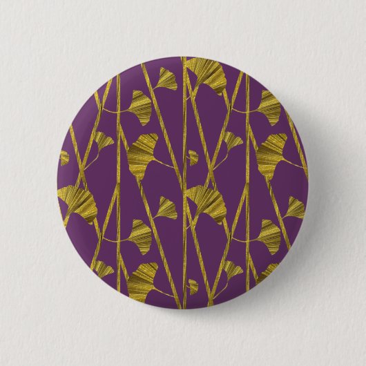 Badge Rond 5 Cm ginkgo d'or (Devant)