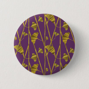 Badge Rond 5 Cm ginkgo d'or