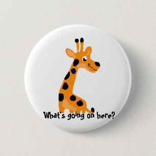Badge Rond 5 Cm Girafe amusante