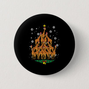 Badge Rond 5 Cm Girafe Arbre de Noël Animal Noël Femmes Hommes