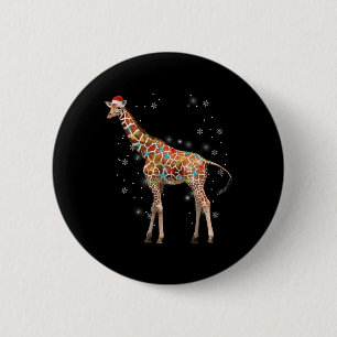 Badge Rond 5 Cm Girafe Arbre lumière de Noël Pyjama Xmas Animal Lo