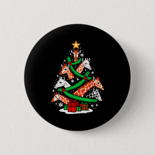 Badge Rond 5 Cm Girafe Arbre Noël Amoureux de Girafe Cadeau de Noë