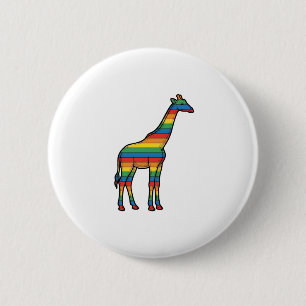 Badge Rond 5 Cm Girafe Arc-en-Ciel Gravure Vintage Vector Design_1