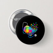 Badge Rond 5 Cm Girafe Autism Seeing World Different Angle Aware (Devant & derrière)