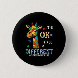 Badge Rond 5 Cm Girafe autiste pour être différent sensibilisation