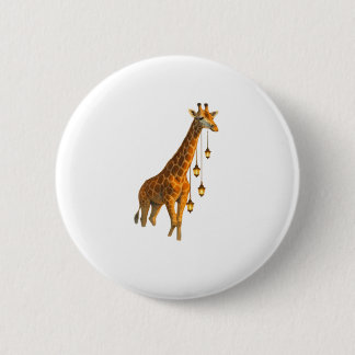 Badge Rond 5 Cm Girafe avec Lanternes dans les Nuages T-Shirt Clas