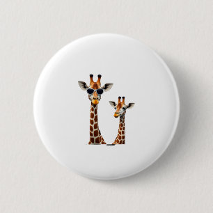 Badge Rond 5 Cm Girafe avec Lunettes de Soleil Safari Jungle Anima