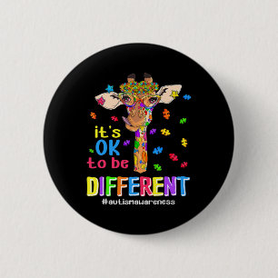 Badge Rond 5 Cm Girafe C'est Ok D'être Différent Autisme Sensibili