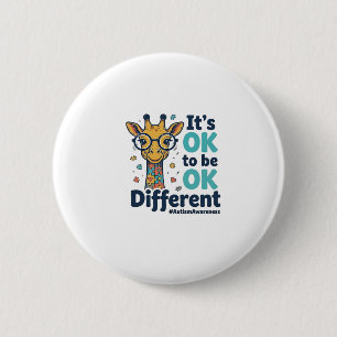 Badge Rond 5 Cm Girafe de sensibilisation à l'autisme C'est OK d'ê
