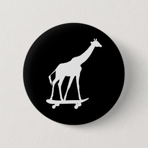 Badge Rond 5 Cm Girafe Skateboarding Planche à roulettes