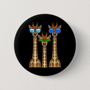 Badge Rond 5 Cm Girafes souriantes portant des Sungles Amusants An