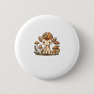 Badge Rond 5 Cm Giraffe Cottagecore Champignons _1