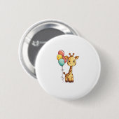 Badge Rond 5 Cm Giraffe Cute Avec Ballons (Devant & derrière)