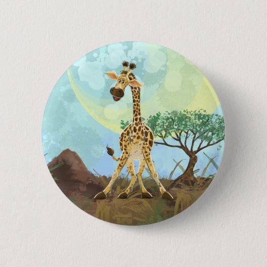 Badge Rond 5 Cm Giraffe de la Parade Animale (Devant)