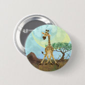 Badge Rond 5 Cm Giraffe de la Parade Animale (Devant & derrière)