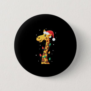 Badge Rond 5 Cm Giraffe de Noël Santa Chapelle illumine Giraffe Ho