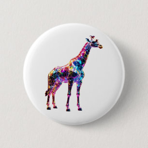 Badge Rond 5 Cm Giraffe en verre coloré Art