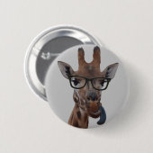 Badge Rond 5 Cm Giraffe geek (Devant & derrière)