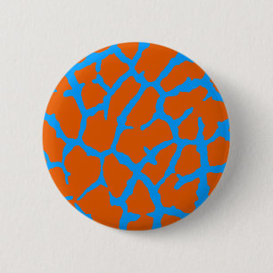 Badge Rond 5 Cm Giraffe Imprimer Cyan orange