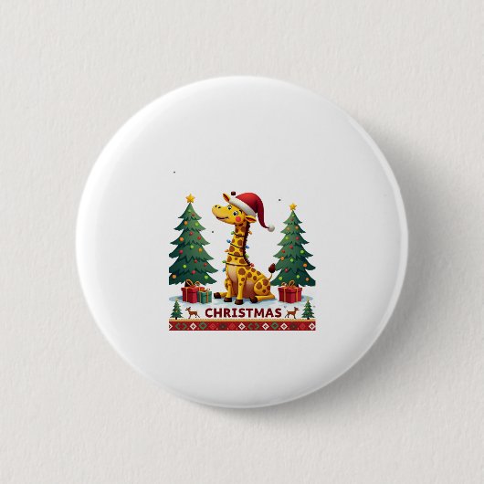 Badge Rond 5 Cm Giraffe Ugly Christmas Sweaters Funny Santa Hat Li (Devant)