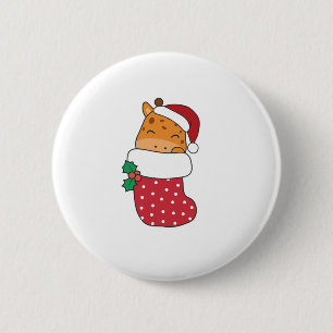 Badge Rond 5 Cm Giraffes Mignonnes Dans Le Choc De Noël Pour Gira