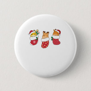 Badge Rond 5 Cm Giraffes Mignonnes Dans Le Choc De Noël Pour Gira